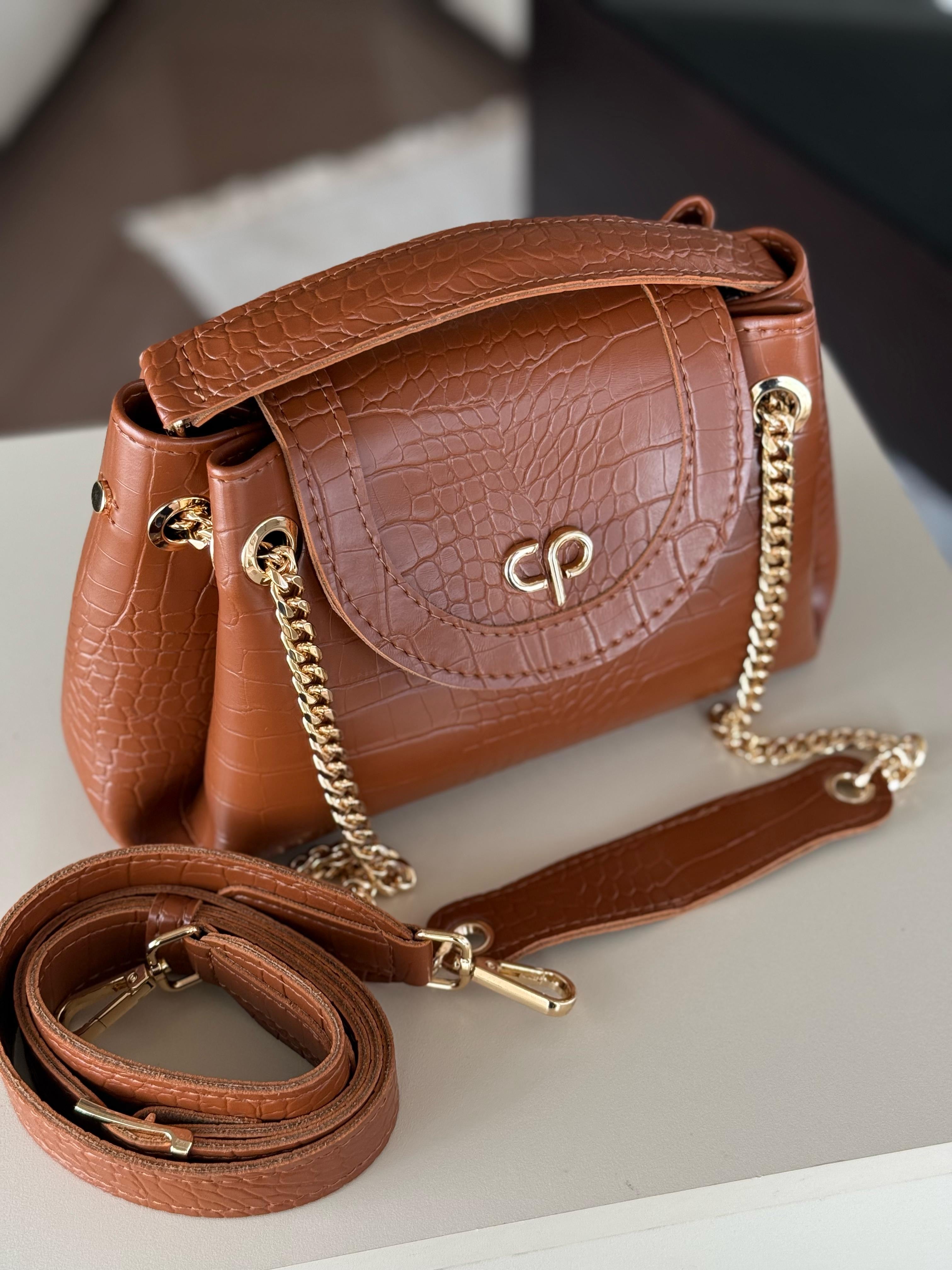 Mini Tia cognac croco