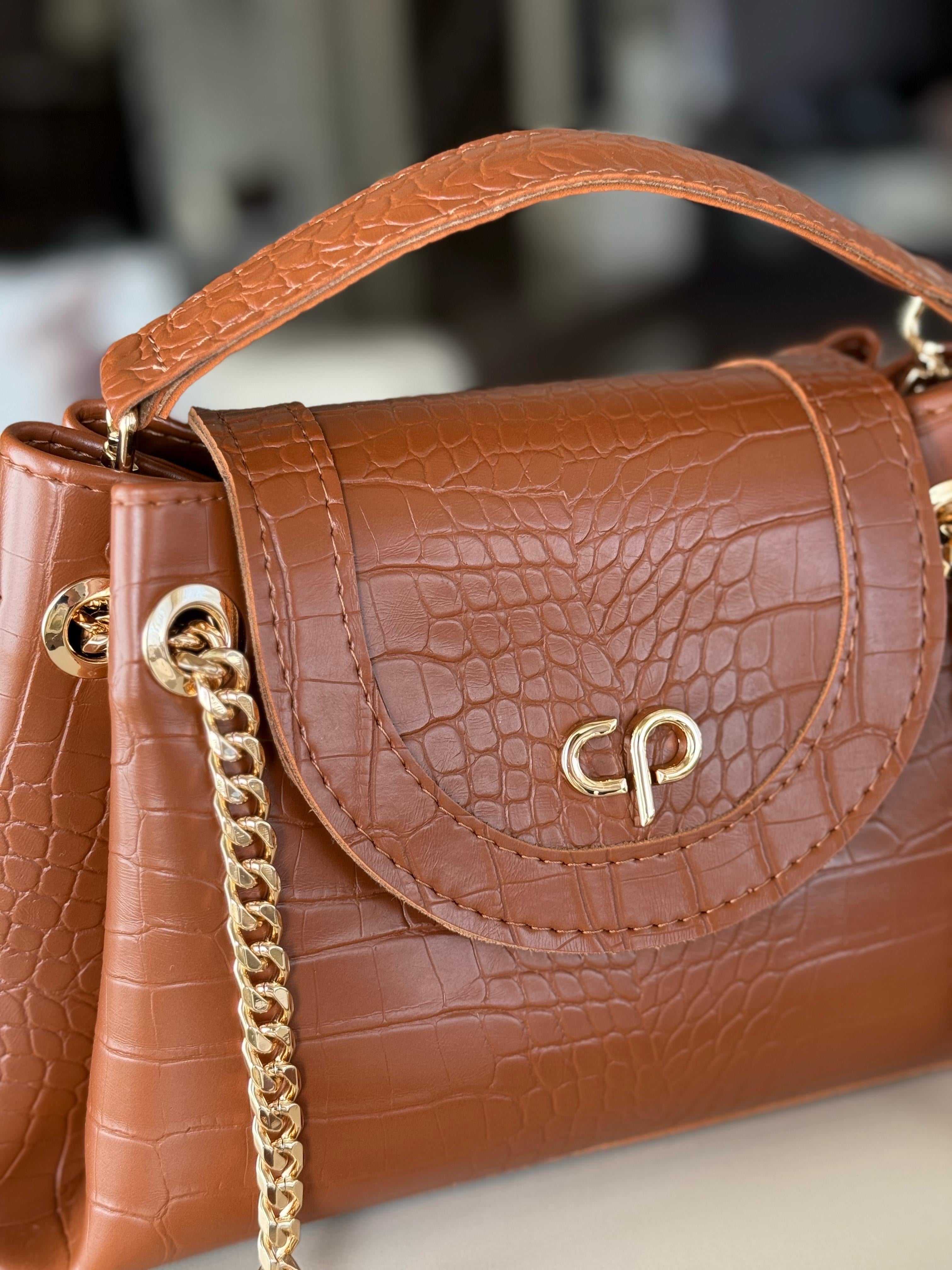 Mini Tia cognac croco