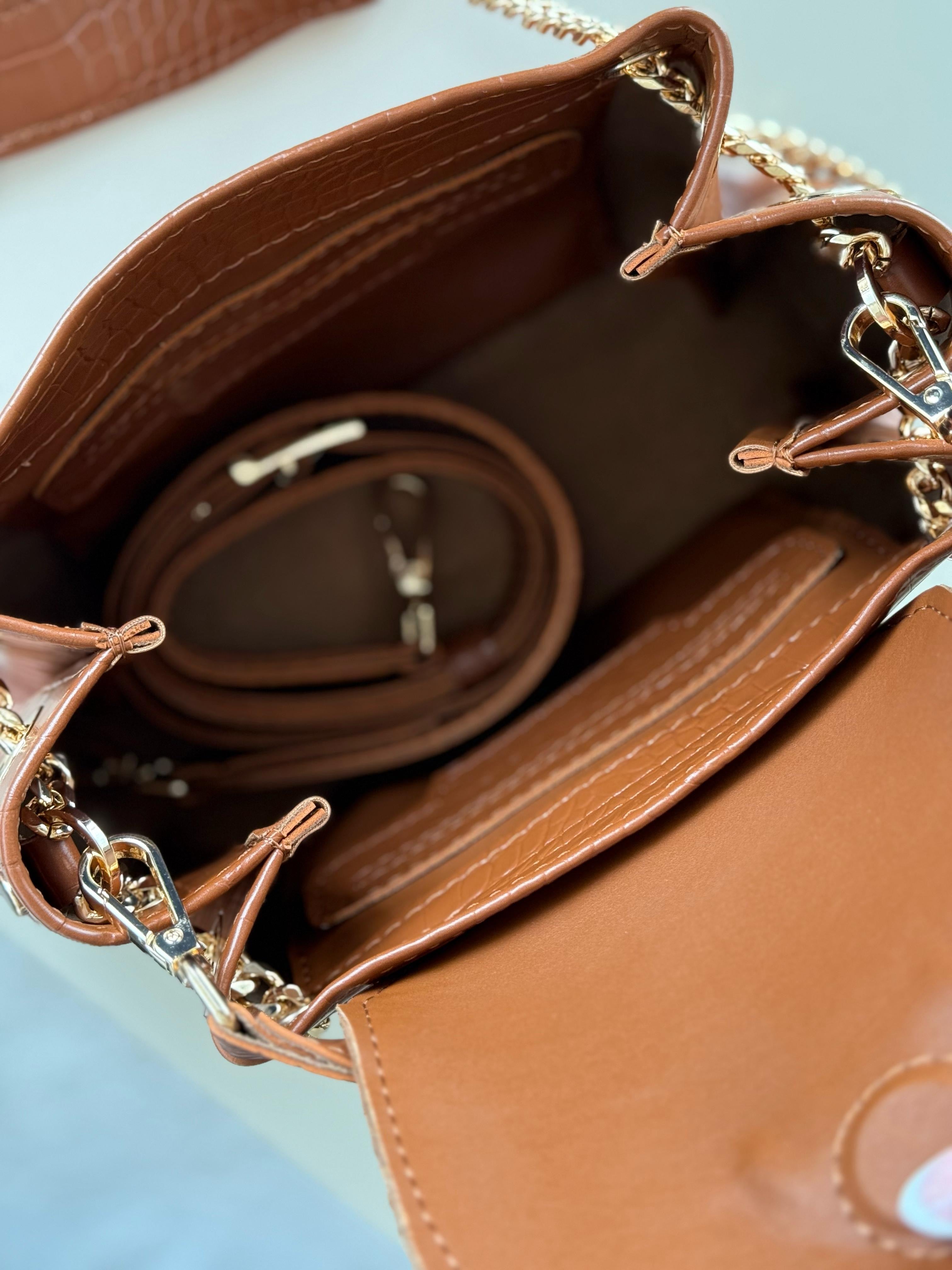 Mini Tia cognac croco