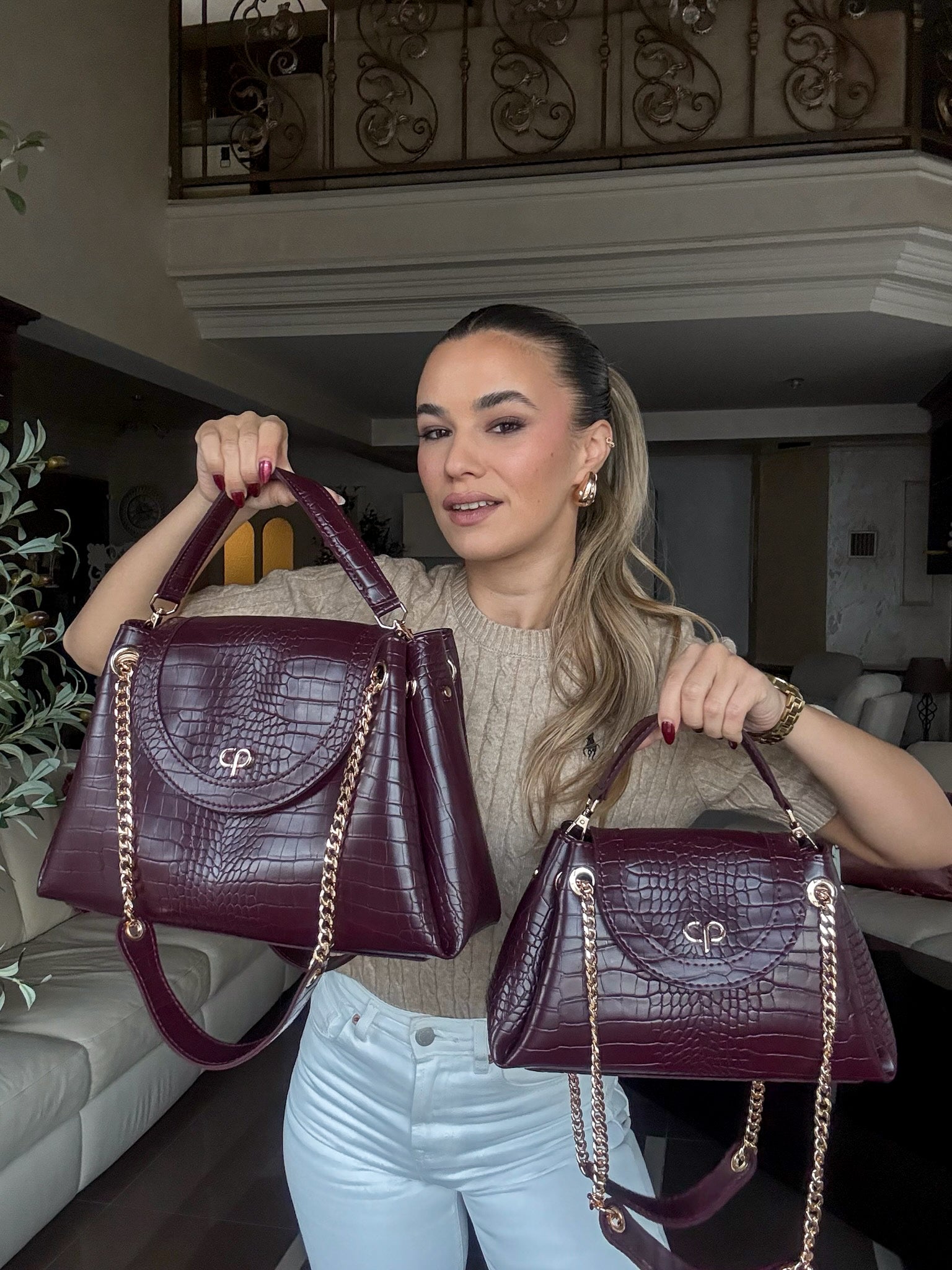 Mini Tia bordeaux croco