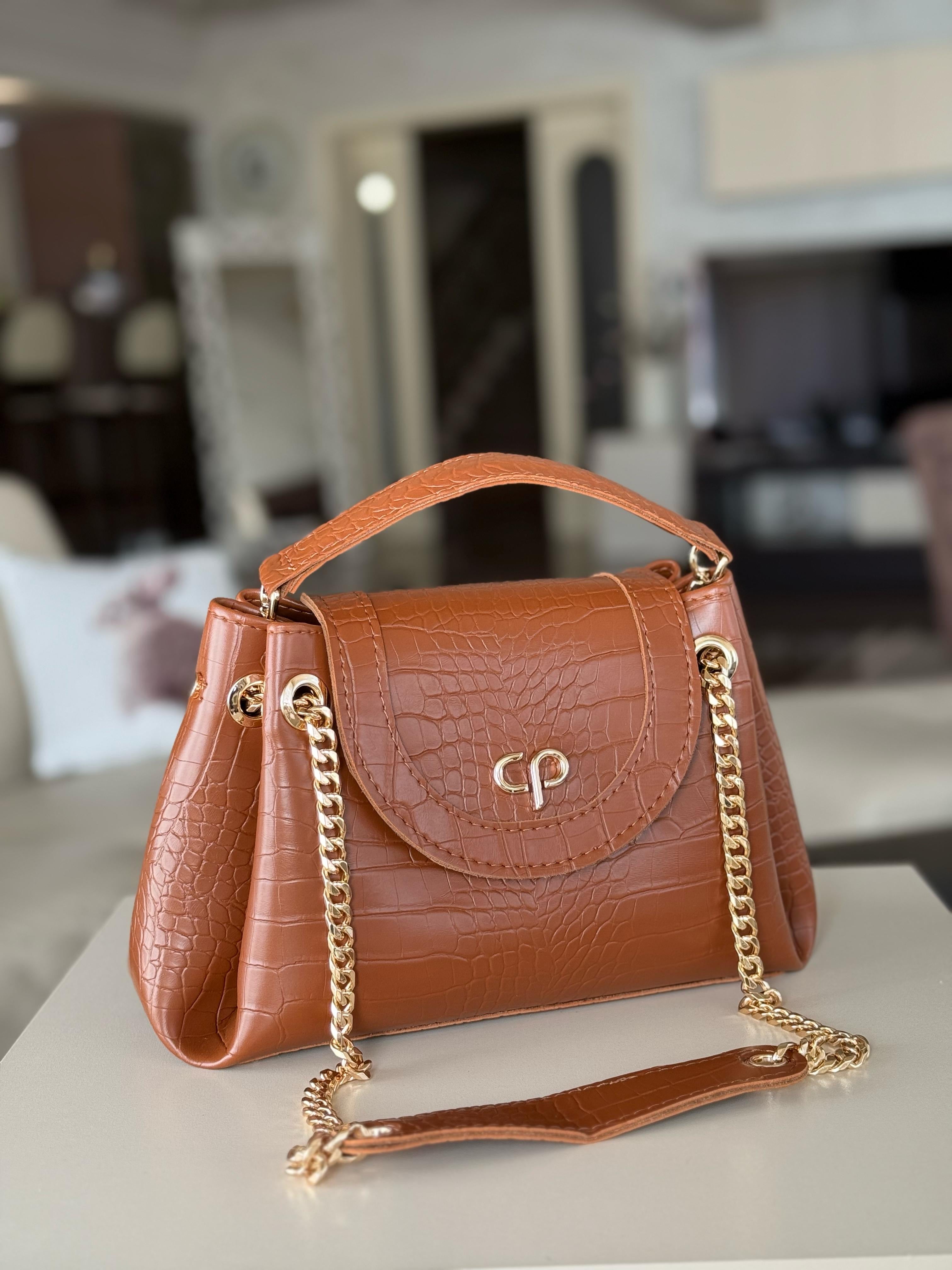 Mini Tia cognac croco