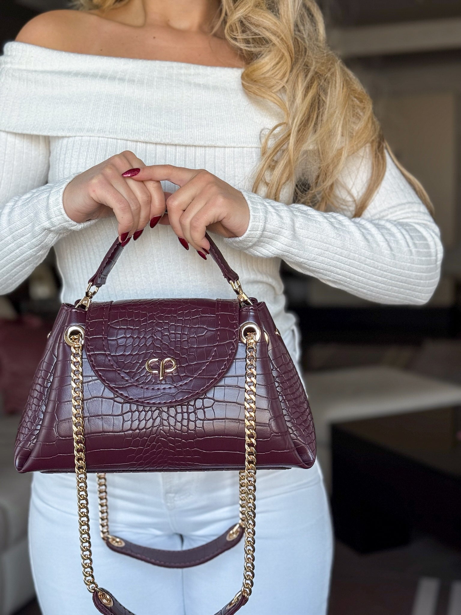 Mini Tia bordeaux croco