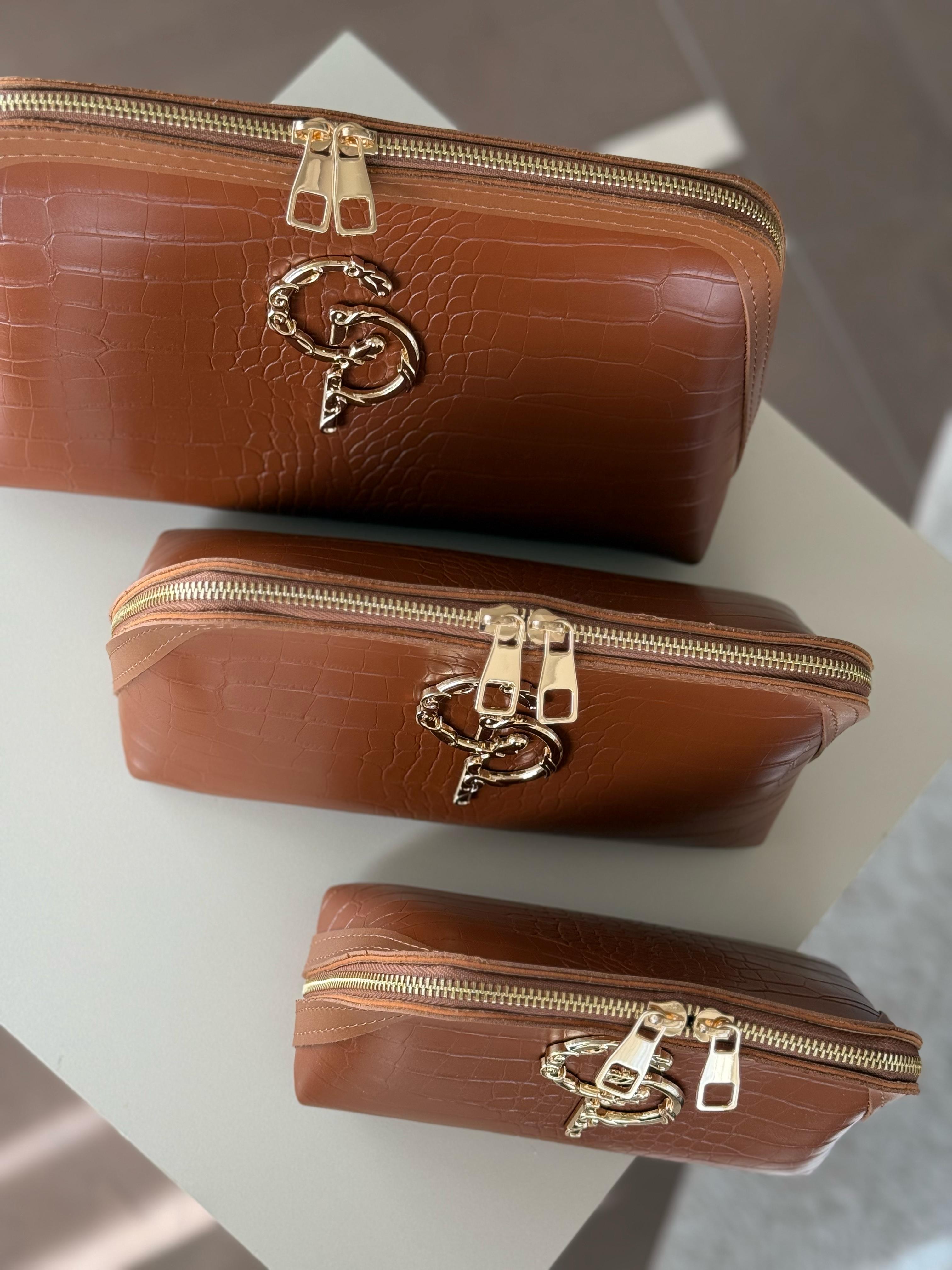 Toiletry bag cognac size L