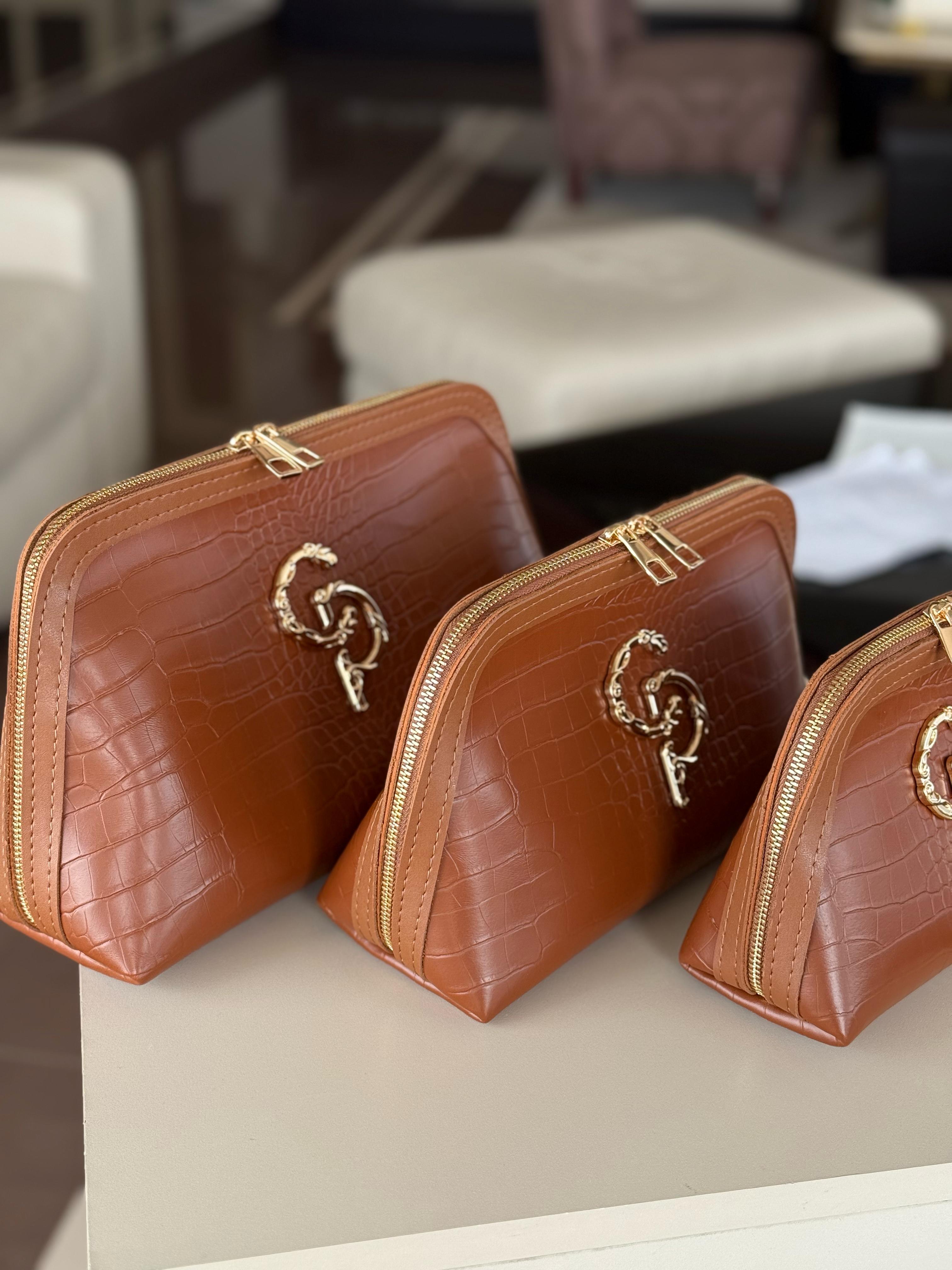 Toiletry bag cognac size L