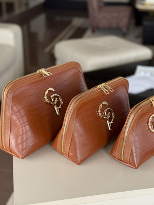 Toiletry bag cognac size L