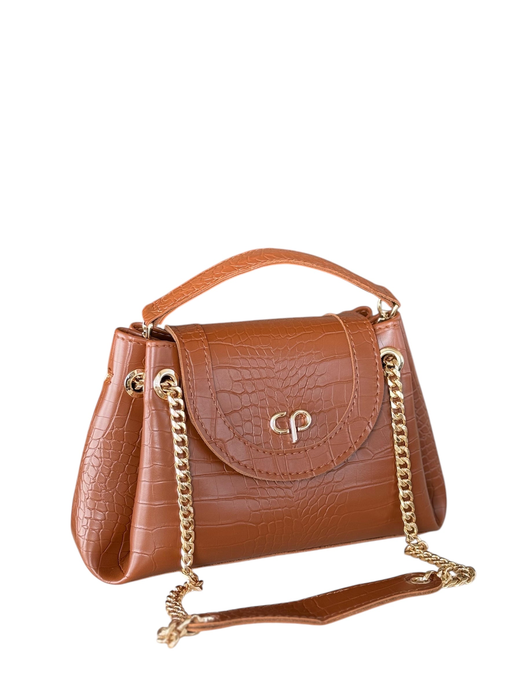 Mini Tia cognac croco
