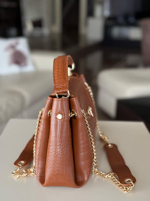 Mini Tia cognac croco