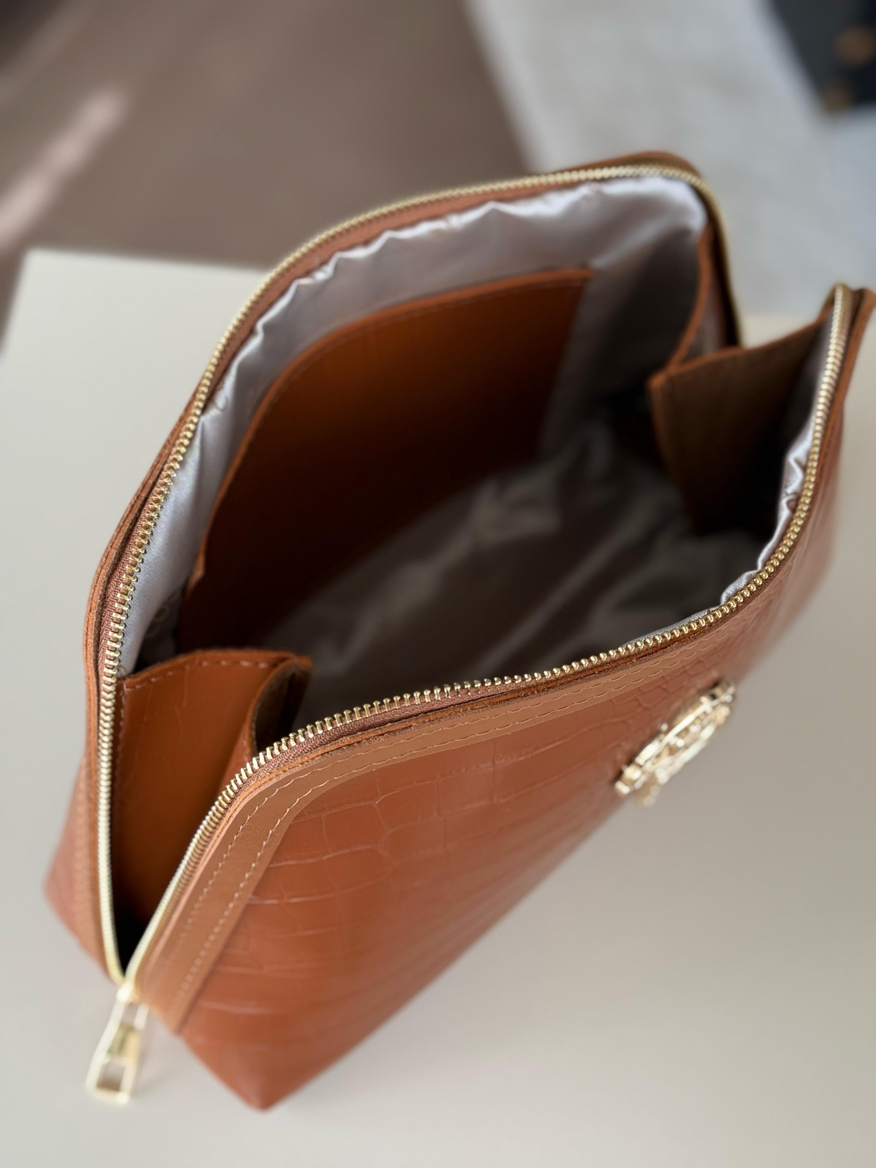 Toiletry bag cognac size L