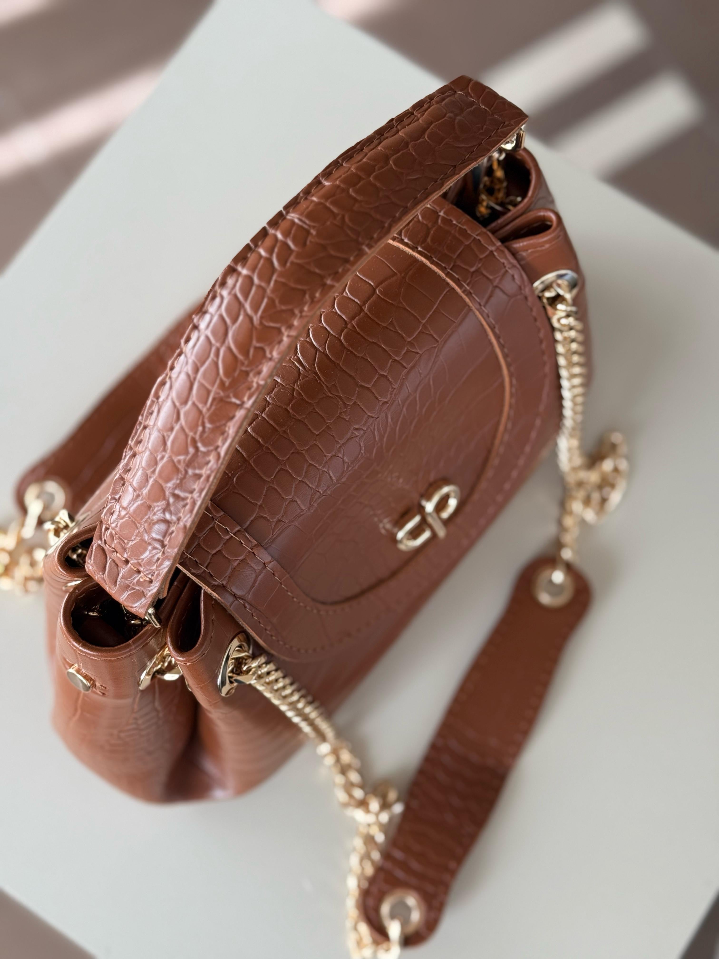 Mini Tia cognac croco
