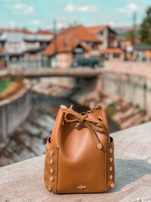 Mini Bucket bag cognac brown